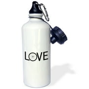3dRose Love Bicycles - black text bike wheel O - cycler typography - cycling, Sports Water Bottle, 21oz