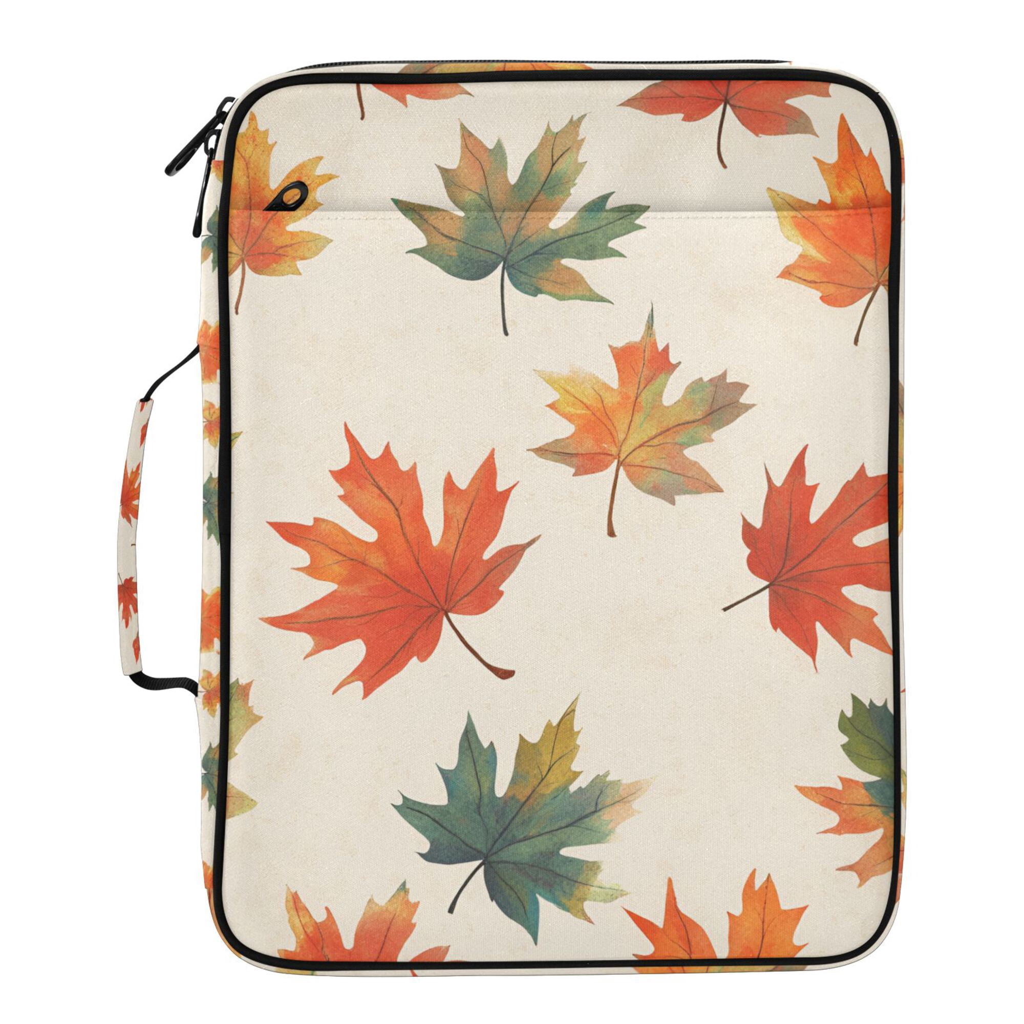 FORMRS Accordion File Folder A4 Size 7-Pocket Expanding Document Organizer Bag with 3 Ring Binder, Orange Autumn Leaves