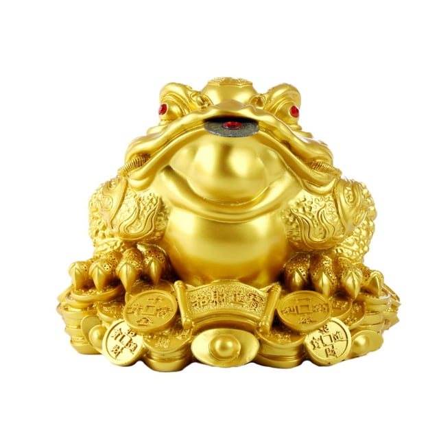 EeaseMX Figuras de sapo chino, modelo animal, Feng Shui creativo, fortuna, riqueza, artesanías, decoración de resina para oficina, adornos de mesa, buenos regalos (sapo dorado, n.° 5)