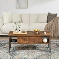 thumbnail image 3 of VECELO 42" Lift Top Coffee Table with Hidden Compartment and Storage Shelf, Wood Lift Tabletop for Home Living Room Bedroom, Office,Brown, 3 of 10