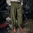 thumbnail image 3 of Inleife Men's Vintage Gothic Loose Pants Button Fly High Waist Solid Color Relaxed Trousers with Gathered Cuffs & Pleated Details, Retro Medieval Style Casual Bottoms, 3 of 5