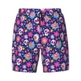 thumbnail image 4 of Lsque Mens Swim Trunks Skull Blue Flower Pattern - Bathing Suit Compression Liner - Beach Swim Shorts Swimwear - (S-3XL) - Stretch Quick Dry -X-Large, 4 of 9