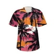 thumbnail image 4 of LIJCC Women'S Floral Coconut Leaf Print Shirt Women Ha Waiian Short Sleeve Casual T Shirt Tops Ladies Button Blouse Tee Ladies Tops, 4 of 5