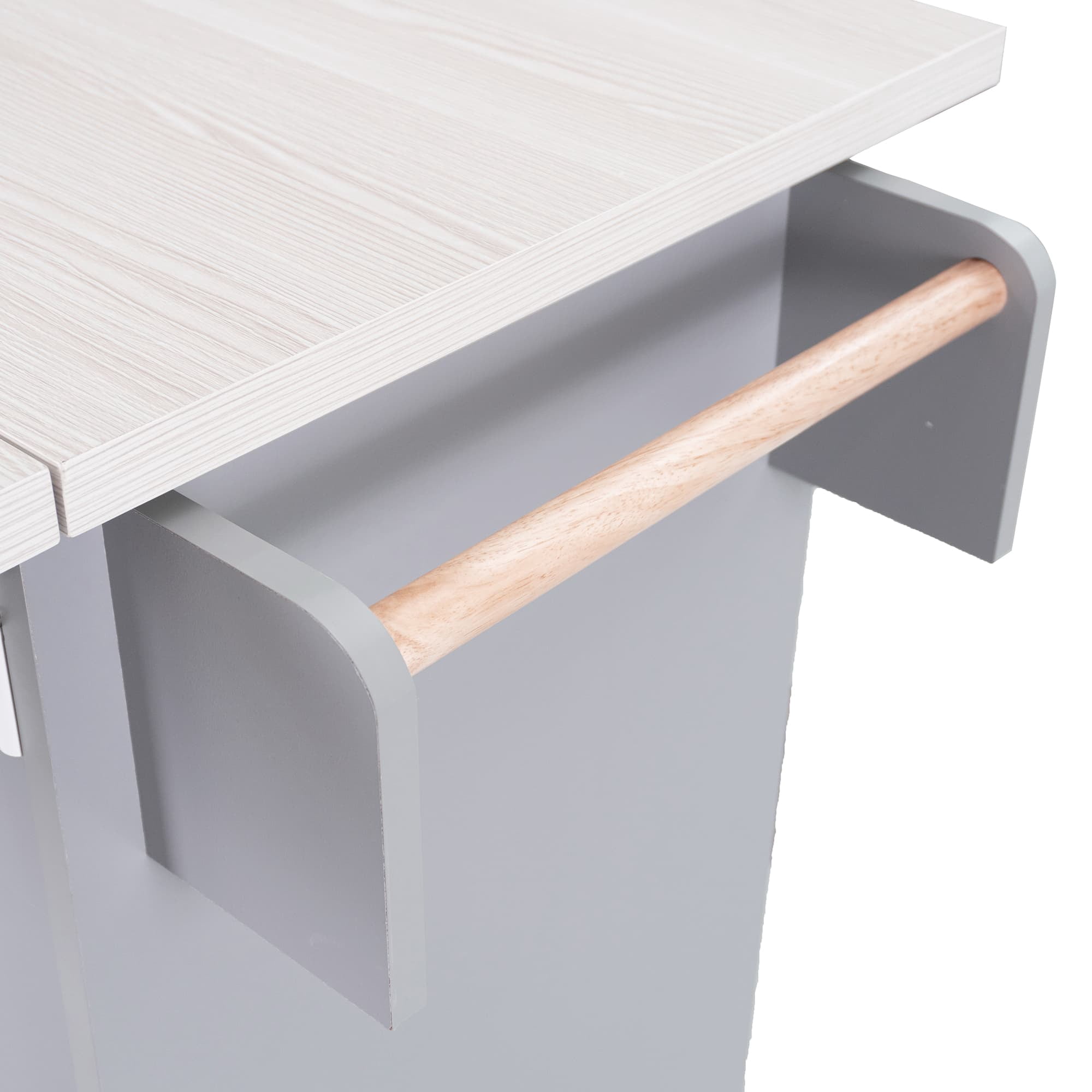 MAYEERTY Kitchen Island with Trash Can Storage Cabinet, Gray