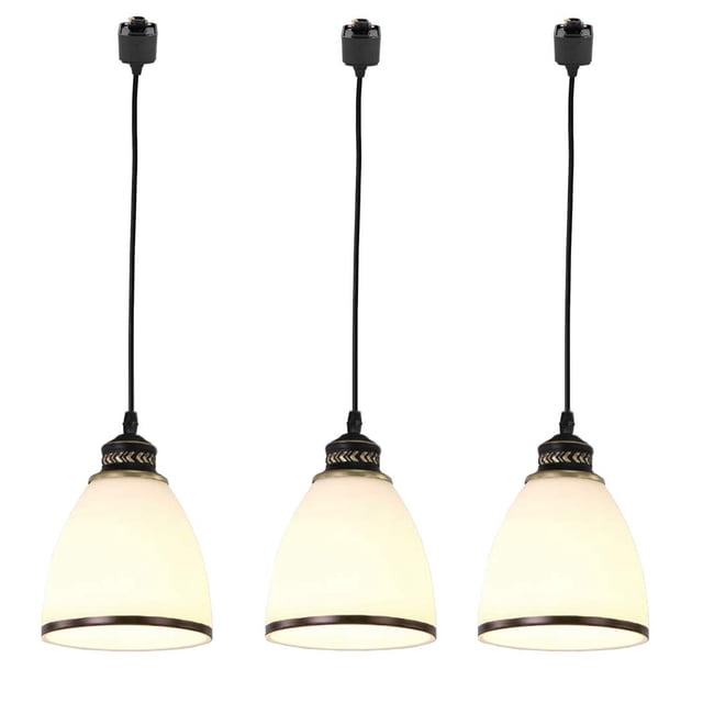FSLiving H Type Track Light 3-Pack Frosted Glass Mini Pendant Light Customizable - Bronze
