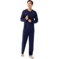 thumbnail image 6 of Fruit of the Loom Men's 360 Stretch Long Sleeve Henley Top and Pant Sleep Pajama Set, 6 of 6