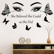 Inspirational Wall Decal Quotes Eyelash Eyes Wall Stickers Motivational Word Letter Decals Sayings Sticker for Women Girls Bedroom