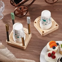 2pcs Cup Holder with Marker Slot Wooden Cup Organizer Plastic/Paper Cup Dispenser Cup Stand Wood Party Stand for Party Bathroom Kitchen Showers Events Picnic Gathering Countertop