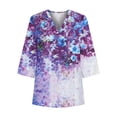 thumbnail image 4 of Camiseta de manga larga estampada con cuello en V informal suelta para mujer a la moda Pompotops  gfhjh5262, 4 of 6