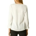thumbnail image 4 of INSPIRE CHIC Women's Ruffle Blouse Wear-to-Work Elegant V Neck Long Sleeve Dressy Top XS White, 4 of 9