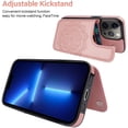 thumbnail image 4 of Compatible for iPhone iPhone 13 Pro Max 6.7' Wallet Case with Card Holder, Mandala Embossed Faux Leather Kickstand Card Slots Case, Handmade Shockproof Protective Slim Soft Flip Phone Case, Rose Gold, 4 of 9