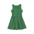 thumbnail image 4 of CCRFTGI Dresses for Kids Girls Size 8 Mini Green Plaid Dress Holiday Wedding Sleeveless Girls Dresses Summer Trendy Casual Beach Fancy Dresses Green 7-8 Years, 4 of 4