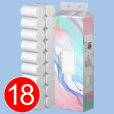 JilgTeok 4 Packs 18 Rolls Toilet Paper 4-layer Kitchen Paper Wooden Paddles Household Hand Towels Affordable Packaging Earth-Friendly