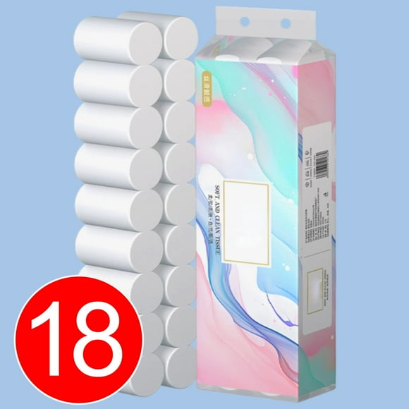 LutIedan 18 Rolls Toilet Paper Eco Friendly Bath Tissue with Wooden Paddles Kitchen Paper Hand Towels Affordable Household Essentials Bundle