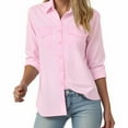 thumbnail image 5 of larppty Womens Soft Stretchy Shirts Long Sleeve Collared Button Down Blouses Tops (Pink, S), 5 of 5