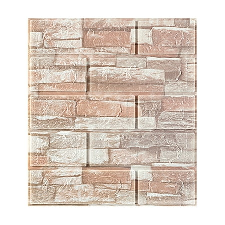 

Mackneog New PE Foam 3D DIY Wall Decor Embossed Brick Stone Color Tile Splicing，Gift on Clearance