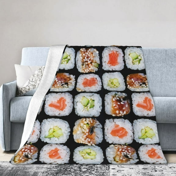 Wijzvio Food Sushi Throw Blanket Soft Fuzzy Fleece Blanket For Couch Bed Living Room Decoration 40"X30"