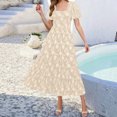 thumbnail image 2 of Vestido midi boho floral de verano 2025 para mujer - Vestido de playa de manga corta y cuello cuadrado, tallas S-XL, 2 of 4