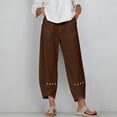 thumbnail image 2 of Admvng Balloon Pants for Women Summer Crochet Lace Hem Vacation Casual Boho Linen Trousers, 2 of 7