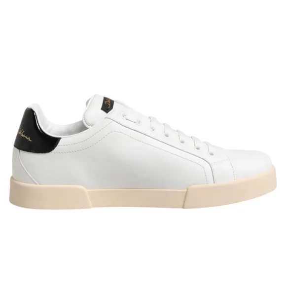 DOLCE & GABBANA Chaussures en Cuir Noir Blanc Bas pour Hommes EU44 / US11 680usd