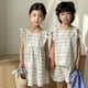 thumbnail image 4 of Conjunto de ropa de verano para niños de 1 a 8 años, conjuntos de camisetas sin mangas a cuadros de arcoíris, vestido de manga voladora para niñas, traje para hermanos, 4 of 6