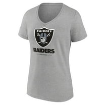 Women's Gray Las Vegas Raiders Logo Team Lockup V-Neck T-Shirt