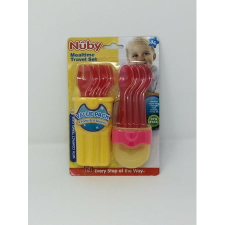 

Nuby 9-Piece Fork and Spoon Travel Set Compact Case - Red/Yellow