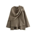 thumbnail image 3 of Women'S Oversized Scarf Jacket Shawl Wraps Knit Long Sleeve Button Winter Peacoat Deep Khaki S, 3 of 9