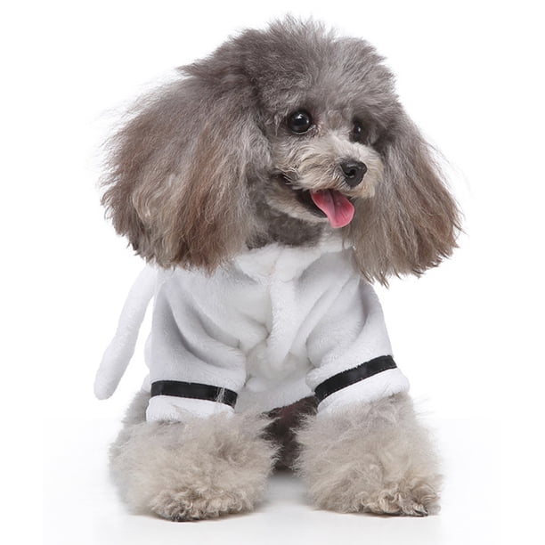 Albornoz para Perros, Pijamas con Capucha Gruesos de Franela Suave de Invierno, Toalla de baño para Perros absorbente y de Secado rápido, Ropa de Dormir Suave para Mascotas (Blanco)