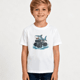 thumbnail image 2 of Boys Graphic T Shirt Shark Truck Short Sleeve Tee Ocean Vehicle Theme 100% Cotton Soft Kids Tops 4-13Y, 2 of 5