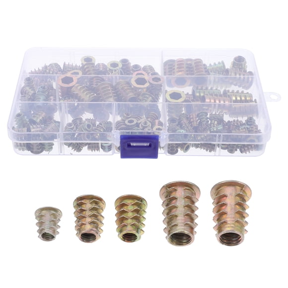 165pcs Threaded Inserts Nuts Assortment Kit Thread Wood Insert Nut for Wood Furniture