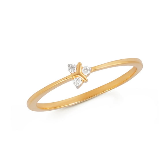 14K Gold Plated 925 Sterling Silver Diamond Criss-Cross Dainty Ring – Minimalist Stackable Band for Women