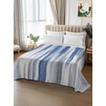 thumbnail image 3 of Queen Size Flat Sheet Only, Blue Gray Soft Brushed Microfiber Bed Sheets, Modern Simple Abstract White Ombre Texture Hotel Quality Breathable Bedding Top Sheet, Easy Care, 90"x102", 3 of 9