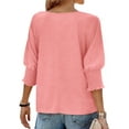 thumbnail image 3 of UVN Crewneck Blouse for Women Summer 3/4 Sleeve T-Shirts Casual Tees Ladies Loose Tops, 3 of 7