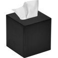 thumbnail image 1 of Funda para caja de pañuelos, cuadrada, de piel sintética, para pañuelos faciales, para tocador, decoración de baño (negro), 1 of 5