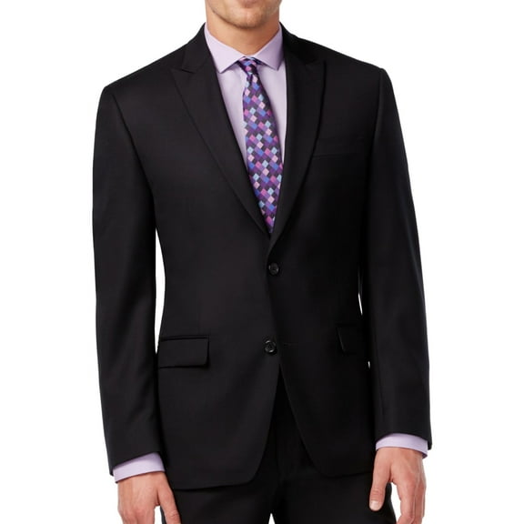 Shaquille O'neal Mens Texture Two Button Blazer Jacket, Black, 44 Regular