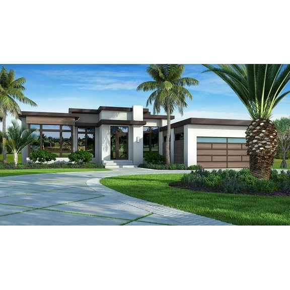 009-3083: Contemporary Modern 3 Bed, 4 Bath Luxury Home Plan, 3083 Sq Ft: Full Blueprints with License to Build by Home Plan Marketplace - Lesuto