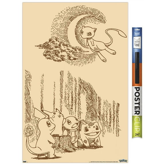 Pokemon - Sepia Scene Wall Poster, 22.375" x 34"