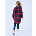 thumbnail image 4 of SonxaHe Little Girls Jacket Flannel Button Down Long Sleeve Mid Length Plaid Shirts Cozy Fall Casual Jacket Red,Sized 5-6, 4 of 4