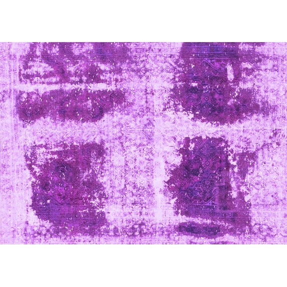 Ahgly Company Indoor Rectangle Abstract Purple Modern Area Rugs, 6' x 9'