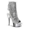 thumbnail image 2 of 6" Heel, 1 3/4" PF Open Toe/Heel Ankle Boot, Side Zip - Slv Gltr/Slv Chrome, 13, 2 of 2