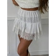 thumbnail image 4 of White Lace Trim Pleated Mini Skirt A-Line Flowy Half Slip Skirt Casual Streetwear, 4 of 8