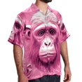 thumbnail image 2 of Pink Monkey Gorilla Men's Hawaiian Button Down Printed Short Sleeve Summer Beach Shirts, 2 of 6