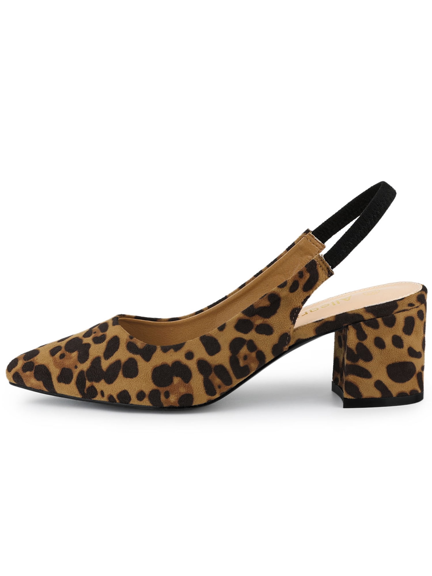 DARING DIVA Women's Pointed Toe Chunky Heel Pumps Slingback Heel Leopard 8.5