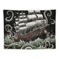 thumbnail image 5 of COMIO  Ocean Wave Tapestry Nautical Tapestries Japanese Anime Tapestry Gothic Sailing Boat Wall Decor Black and White Octopus Tapestry Wall Hanging for Bedroom, 5 of 7