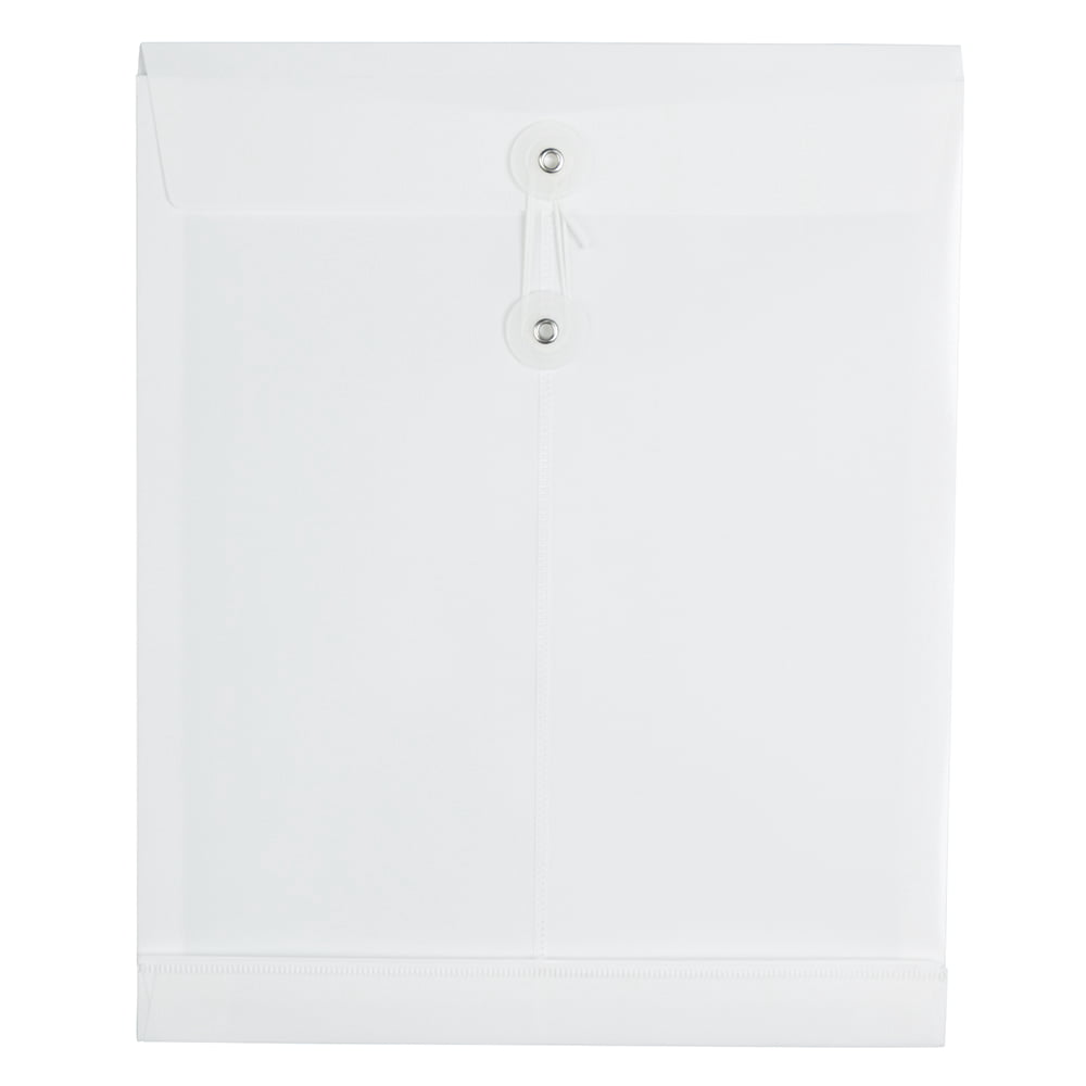 JAM Plastic Button & String Closure Envelopes, 9.75x11.75, White, 12 ...