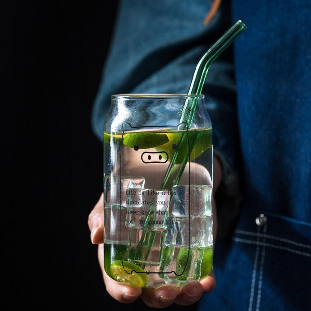Hot New Starbucks Milk Carton Shaped Glass Cup Creative Single Straw Cup 400ml 