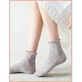 thumbnail image 2 of 5 Pairs Women Ruffle Socks Striped Frilly Socks, Women Cute Socks Heart Sock, 2 of 6