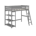 thumbnail image 4 of Max & Lily Solid Wood High Loft Bed,Twin Bed Frame For Kids With Bookcase and Ladder, Grey, 4 of 8