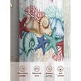 thumbnail image 6 of Summer Marine Sheer Curtains 72 Inch Long 2 Panels, Life Beach Starfish Shell Coral Teal Stripes Light Filtering Rod Pocket Curtains, Sheer Voile Drapes for Living Room Bedroom, 52"x72", 6 of 8